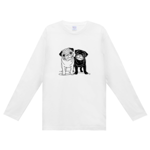 Long sleeve T-shirt  -two pugs-　　t180