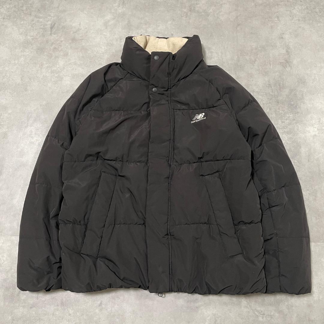 ニューバランス ダウンジャケット ブルゾン 古着 襟高 刺繍 M 黒 17395