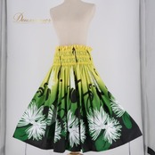 フラダンス 衣装 パウスカート Nohea イエロー系 ハワイ製 シングル グラデーション かわいい 華やか 鮮やか 明るい 黄 緑 黒 白 ハワイアン アロハ ハワイアンプリント フラ ダンス レッスン 練習 グリーン系 フラ衣装 リゾート おしゃれ