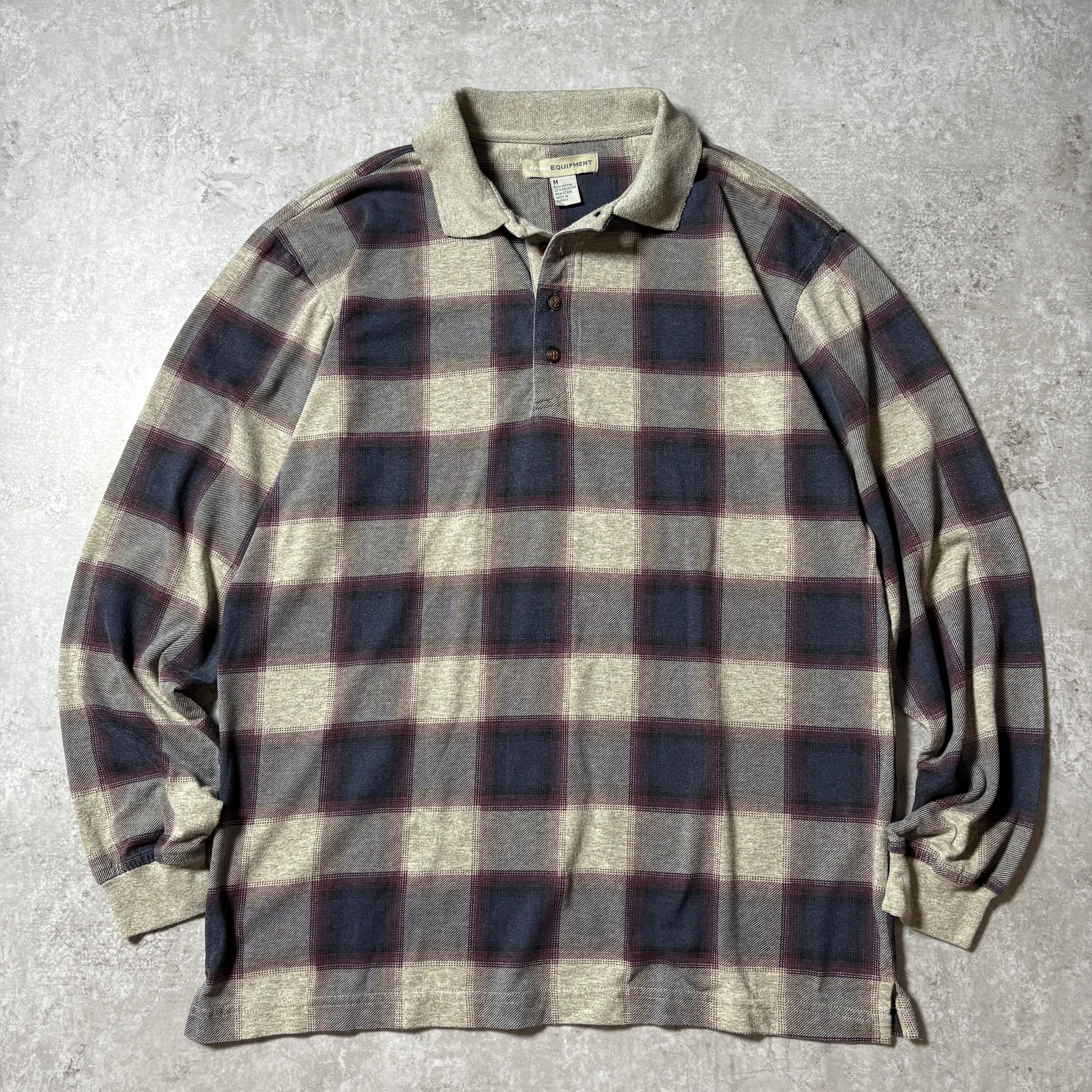 "BASIC EQUIPMENT" Ombre Check Polo Shirt