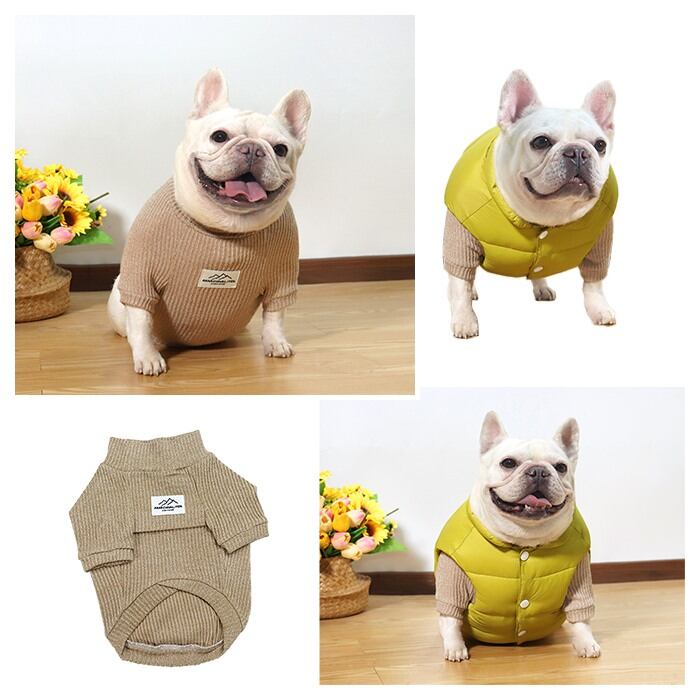 新作 Tシャツ フレンチブルドッグ 服 犬 犬服 モックネック シンプル