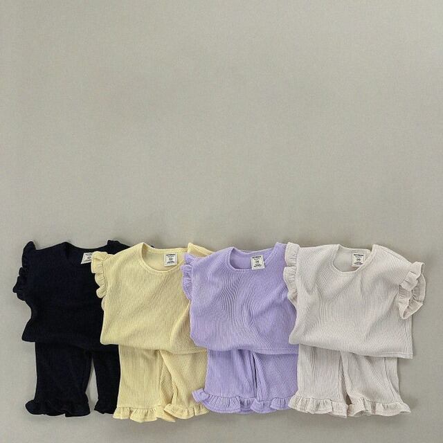 【BABY&KID】夏新作 フリル袖ベストルームウェアセット