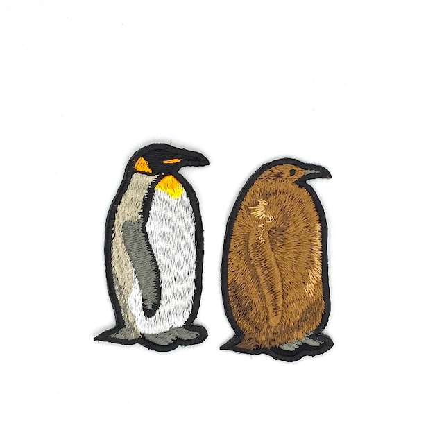 オウサマペンギンの親子　刺繍ワッペンセット