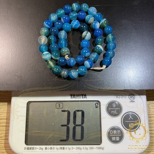 青縞瑪瑙　8mm　連材　ラウンド　天然石　高品質　青色　パワーストーン　アクセサリーパーツ　ハンドメイド作家