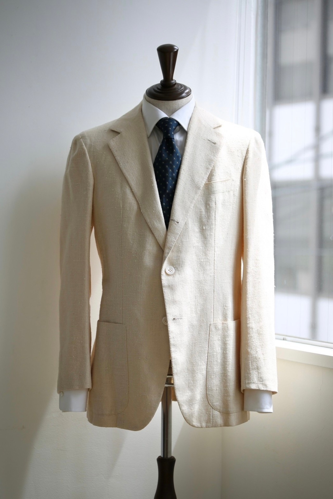 【Antonio Panico】 シルク×リネン シングルサマージャケット エクリュカラー  Size: 46 / Vintage