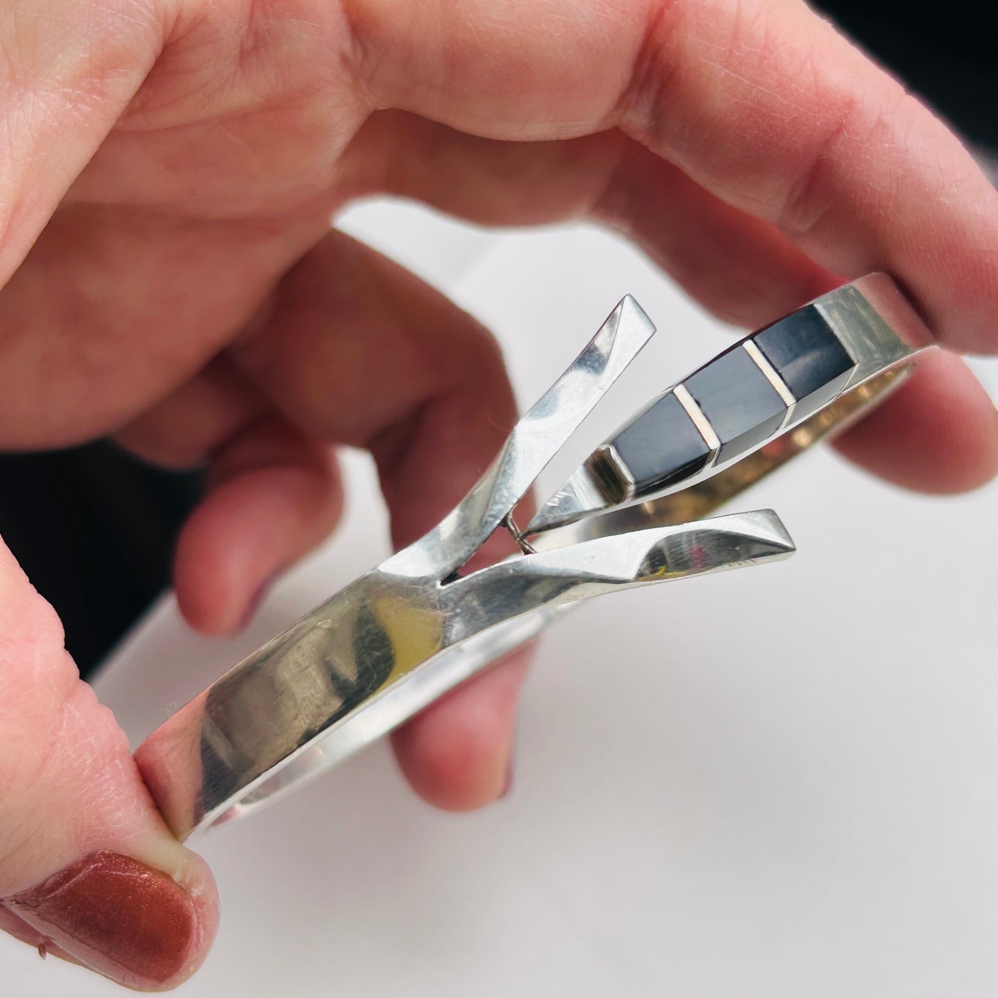 Mexico シルバー925 オニキス開閉バングル | Milo Antiques & Vintage