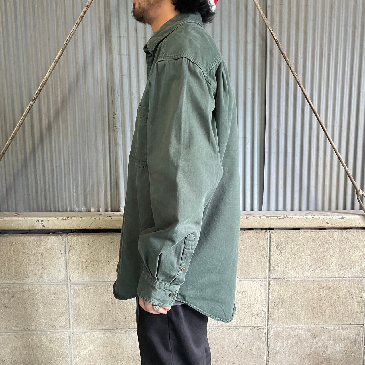 90s OLDGAPオールドギャップ フランネル長袖シャツ無地Mチャコールグレー 90年代 OLD GAP オールドギャップ 無地 コットン 長袖シャツ メンズL