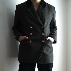 【Set B】"70's-80's European vintage" velours collar 6buttons double breasted tailored jacket