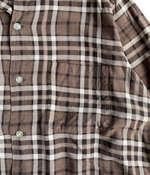 Vintage 60s  Rayon Ombre check shirt -Brown-