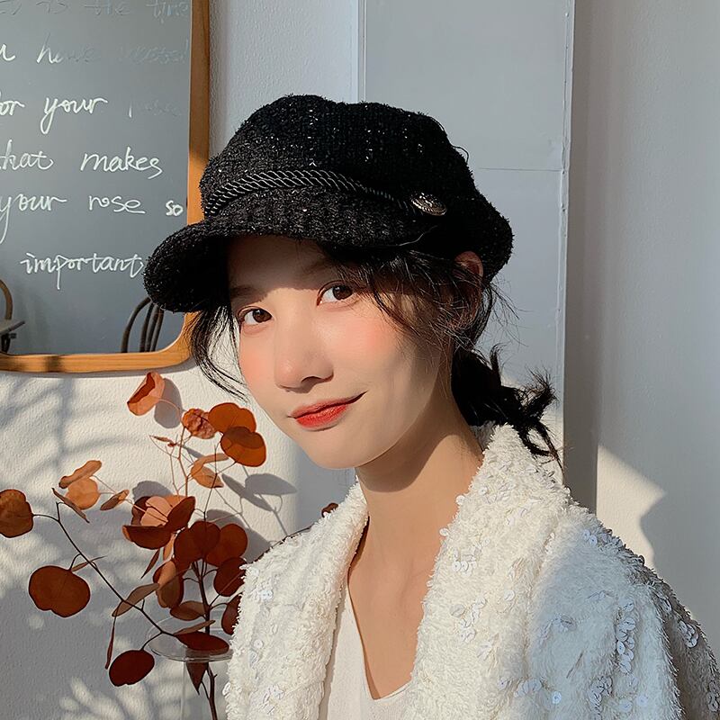 オータムウィンターネイビーブラックレッドスタンダード レトロ 帽子 秋物 冬物 ベレット ヘアアクセサリー ブラック・アイド・ピーズ6986259705