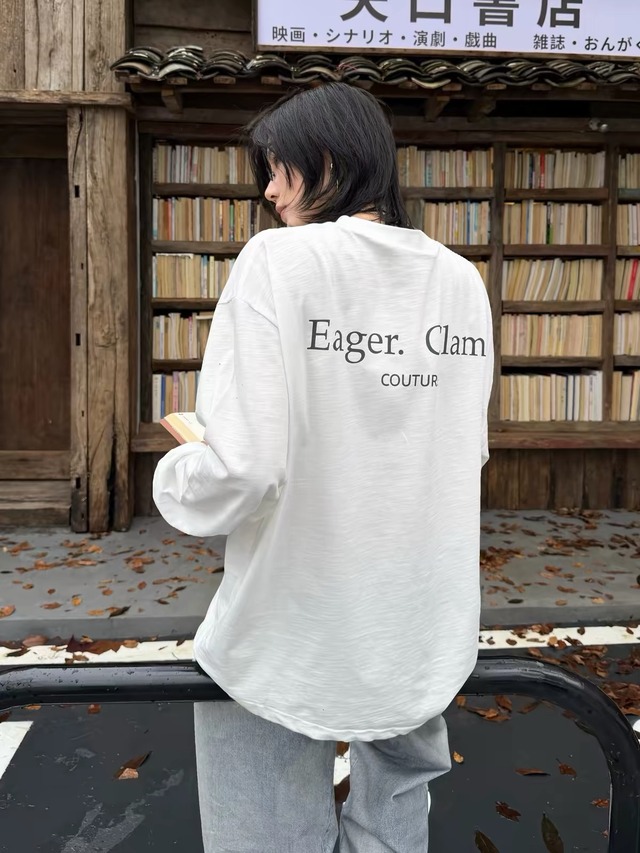 レタープリントドロップショルダーロングTシャツ / LETTER PRINT  LOOSE LONG-SLEEVE T-SHIRT