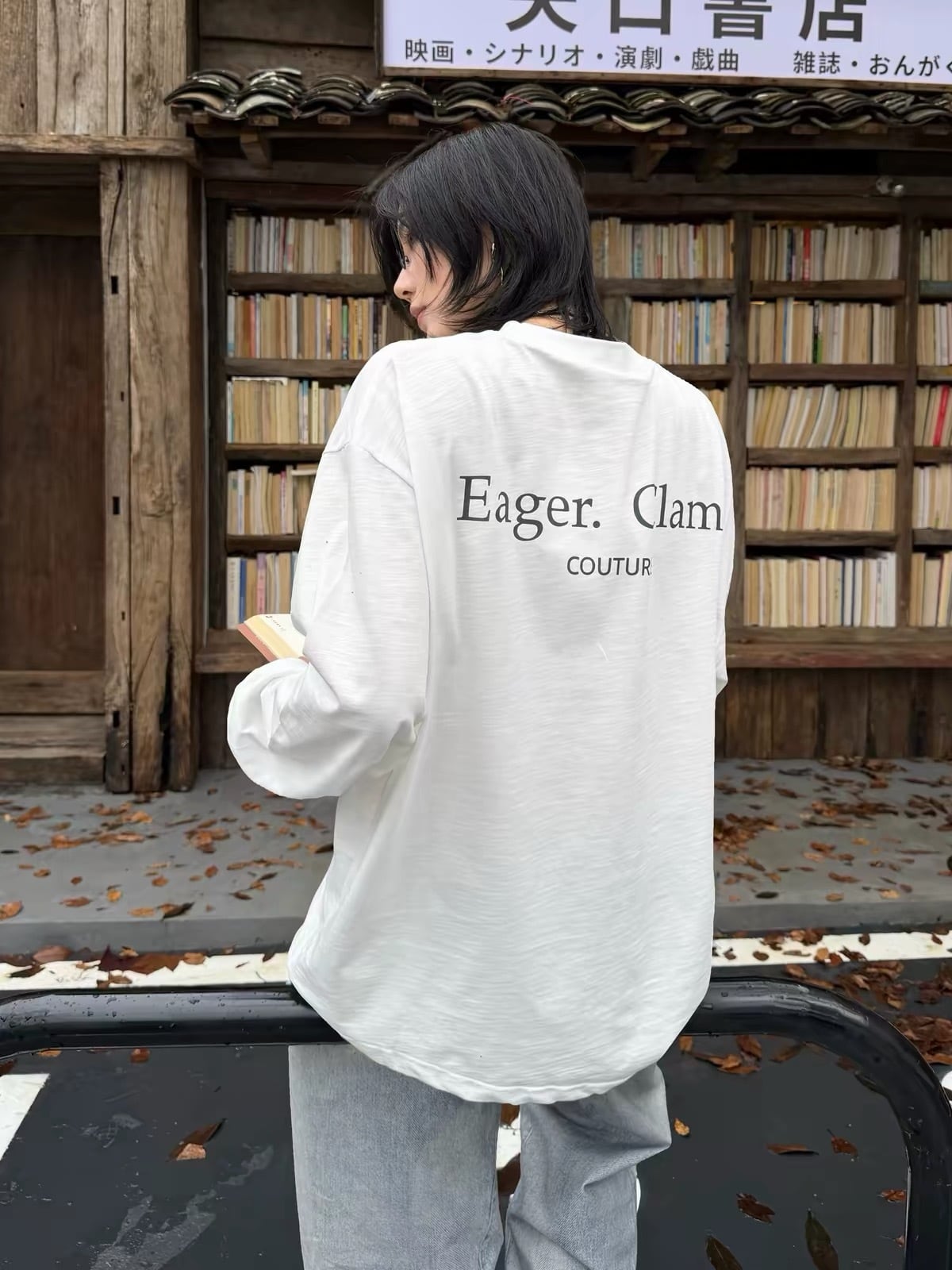 レタープリントドロップショルダーロングTシャツ / LETTER PRINT LOOSE LONG-SLEEVE T-SHIRT