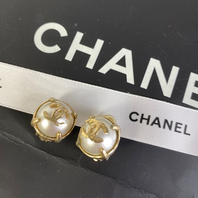 【最終処分SALE】CHANEL シャネル ココマーク パール イヤリング ゴールド A-6295