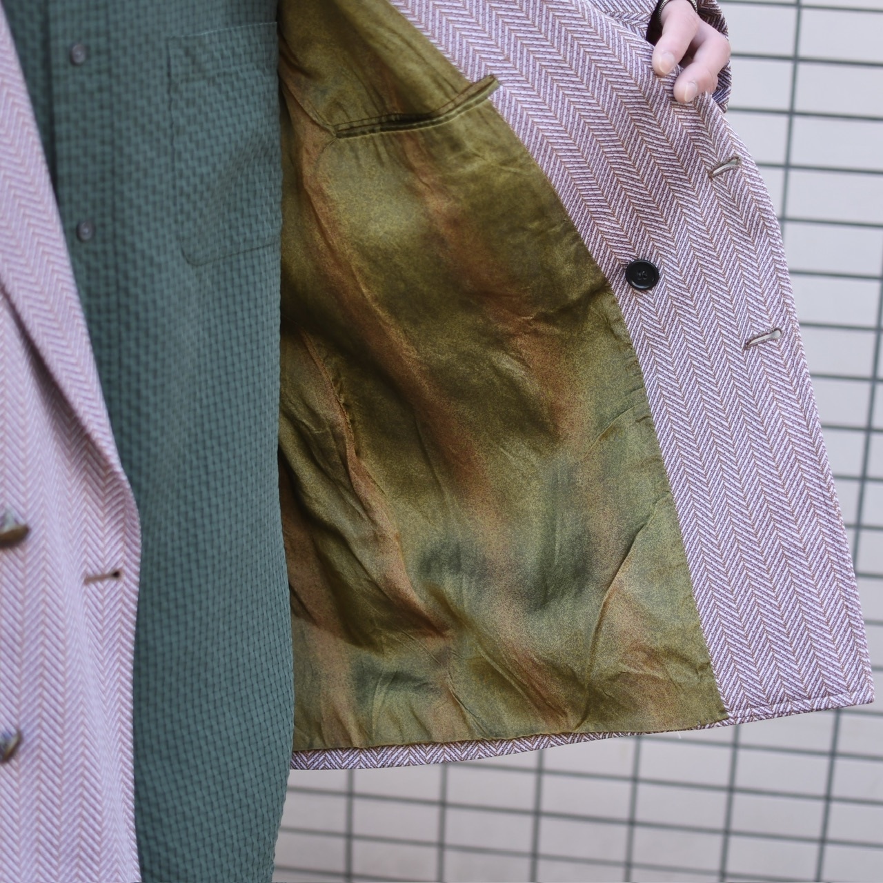 70's sears herringbone pattern tailored jacket