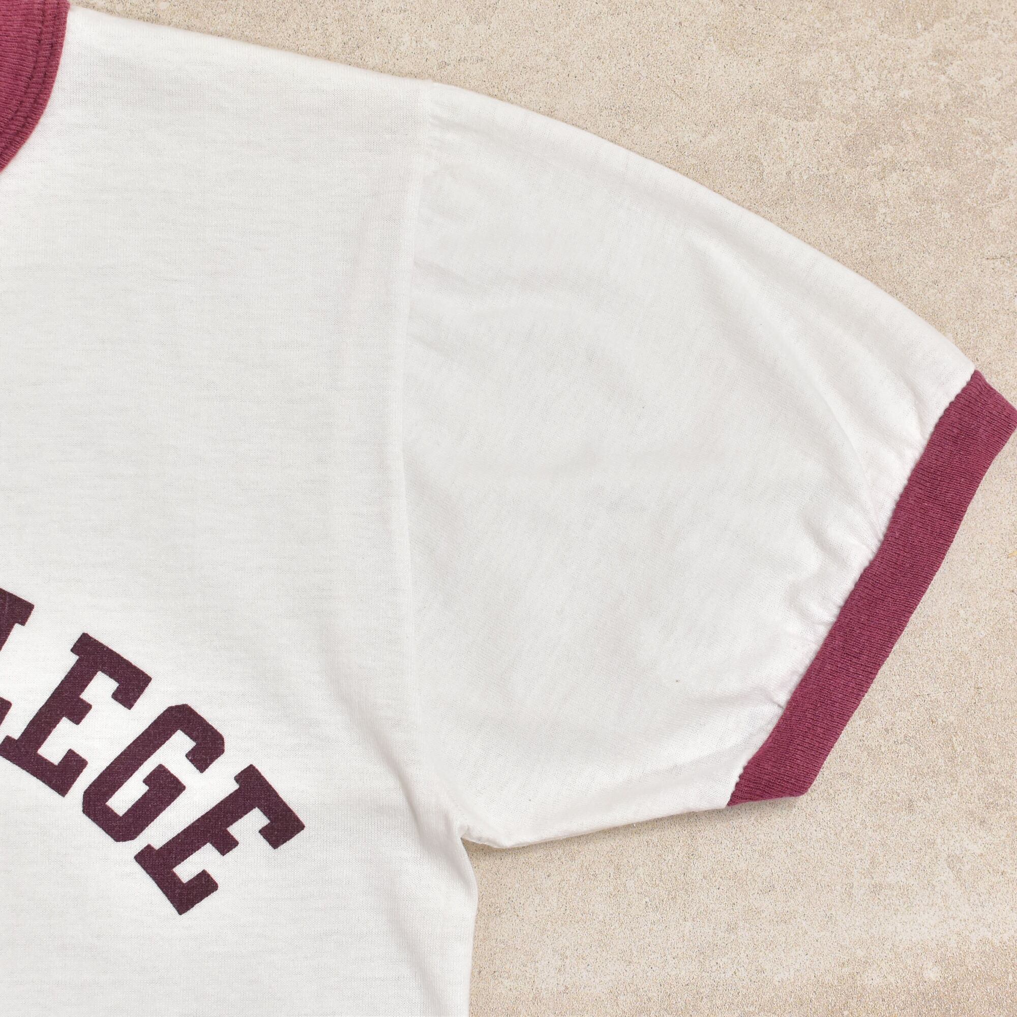 80s USA Champion college print ringer T-shirt | 古着屋 grin days