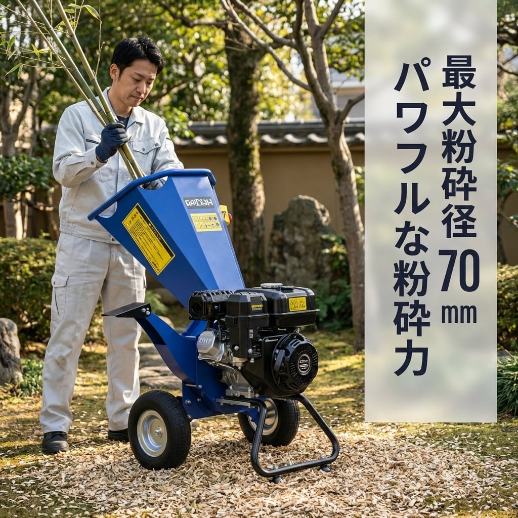 更新版SY75 ウッドチッパー Gaidoh エンジン粉砕機 70mm粉砕能力 7.5