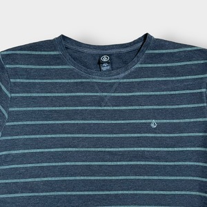 【VOLCOM】ワンポイント 刺繍ロゴ サーマルシャツ ボーダー 長袖シャツ ロンT ボルコム L US古着