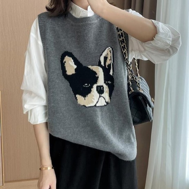 フレンチブルドッグニットベスト　2color　10417