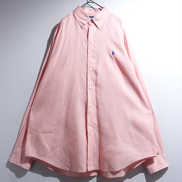 90s "Ralph Lauren" Pink Logo Embroidery Design BD Shirt