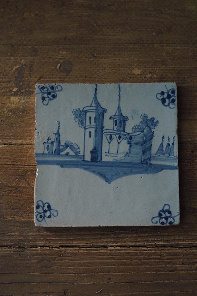 デルフトタイル  城郭-antique delft tile