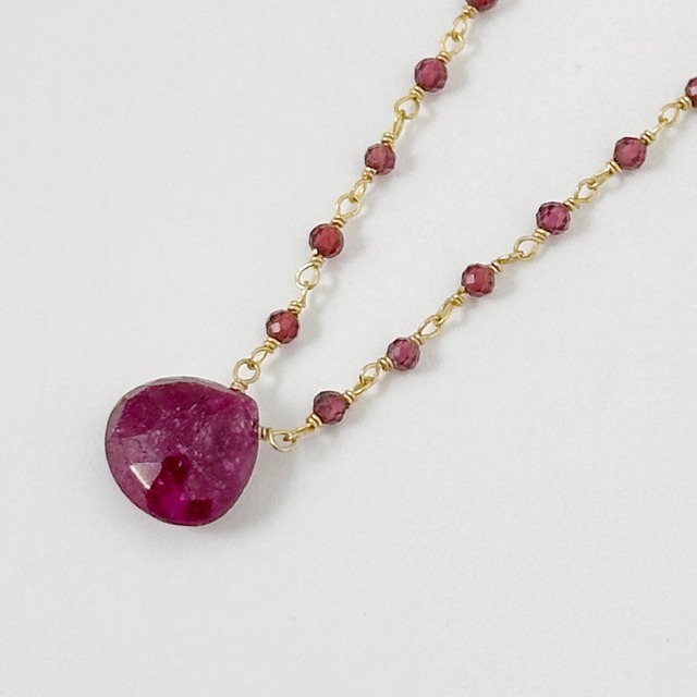 Gold Coating ルビートップ　ガーネットネックレス