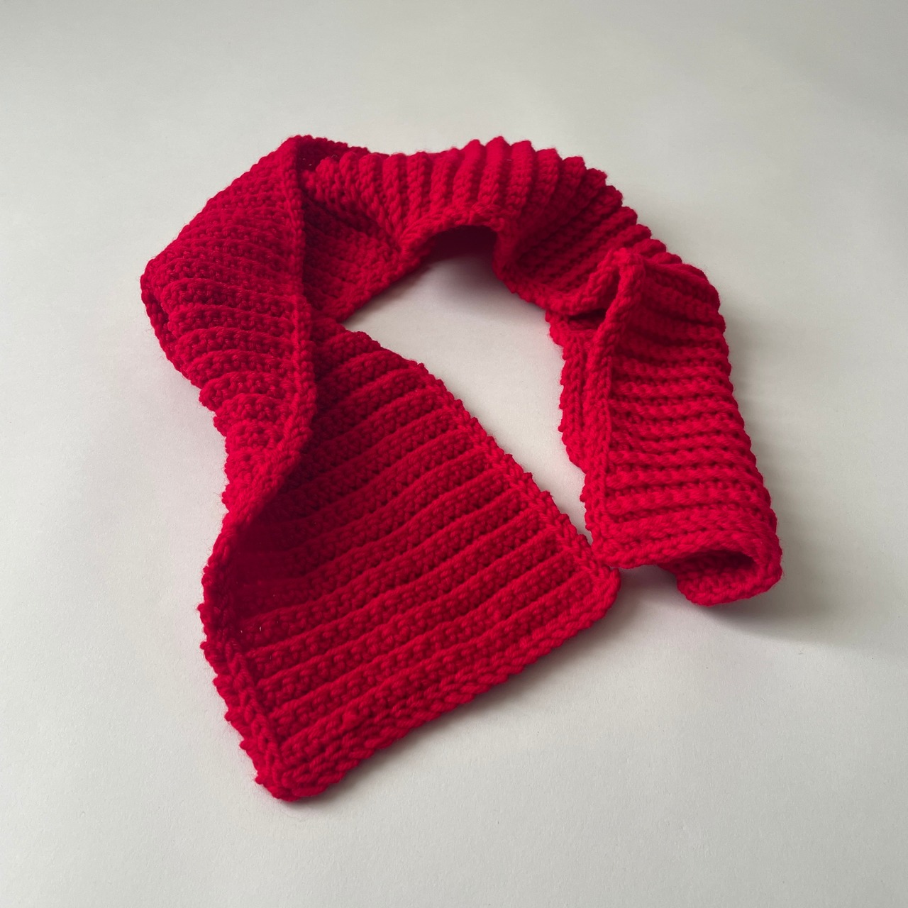 Hand knitted red scarf - 1
