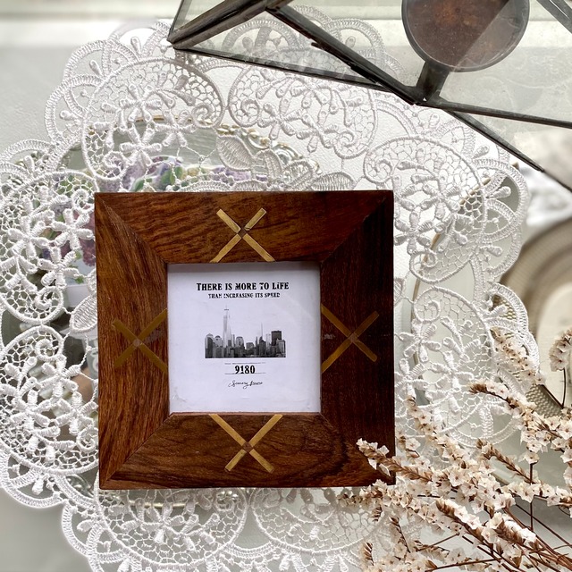 ウッド&ブラスのフォトフレーム スクエア