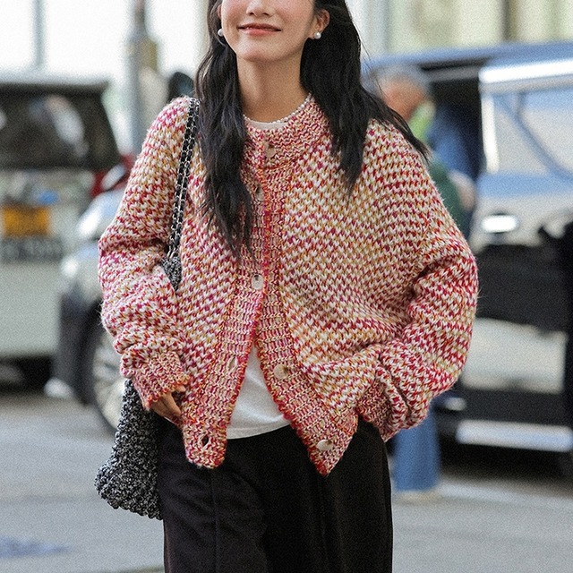 chunky knit cardigan　j-0236