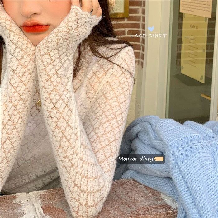 カラーレースシャツ スリムフィットショート ロング ウィンター 冬物 モンロー39629216553
