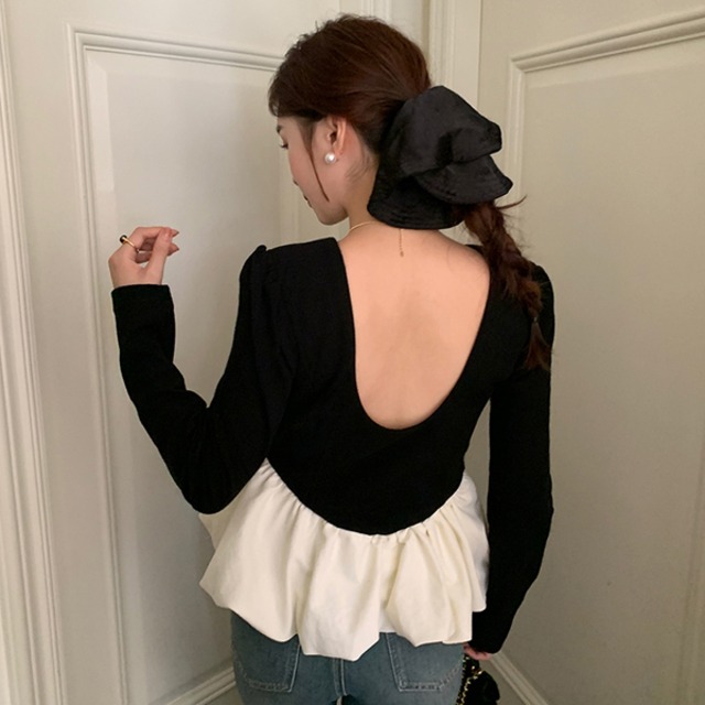 バックシャン フレンチ ペプラム カットソー 226850