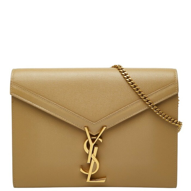 サンローラン カサンドラ エンベロープ 斜め掛け チェーン ショルダーバッグ ウォレット ベージュ レザー レディース SAINT LAURENT 【中古】