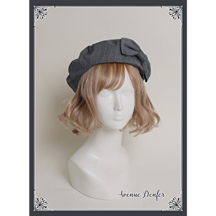 ロリータ 帽子 レトロ ノスタルジック クラシカル ピンストライプ柄