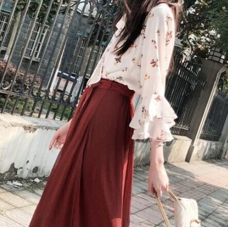 春新作 セットアップ トップス ブラウス 花柄 スカート ロングスカート  