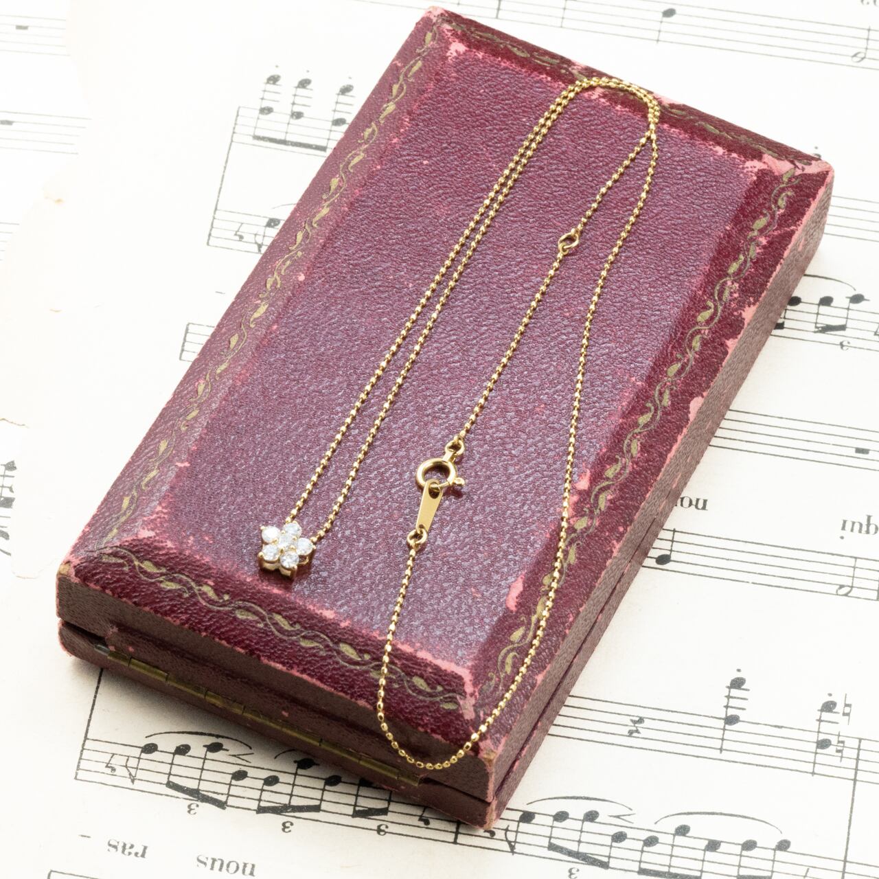 K18 ヴィンテージ ゴールド ジュエリー ダイヤモンド 0.26ct 花