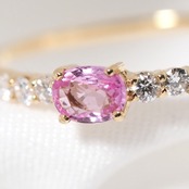 パパラチアサファイア リング 0.21ct D0.16ct k18
