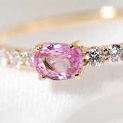 パパラチアサファイア リング 0.21ct D0.16ct k18