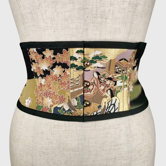 着物コルセット（姫君・黒留袖より制作）Kimono Corset (Princess・Made of Kurotomesode-Kimono)