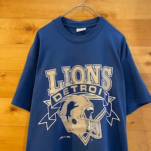 【STEDMAN】80s 90s USA製 Tシャツアメフト アーチロゴ  NFL DETROIT LIONS デトロイト ライオンズ L us古着