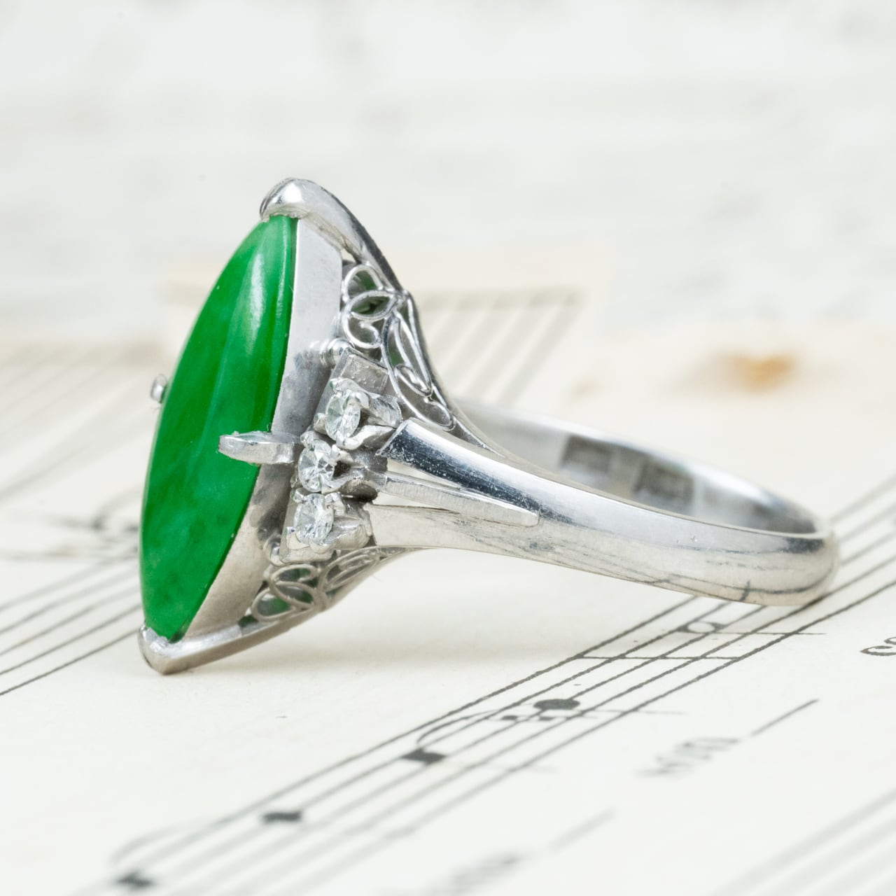 ヴィンテージ リング PM850 日本の作品】昭和レトロ デザイン ヴィンテージ リング Pm850 翡翠