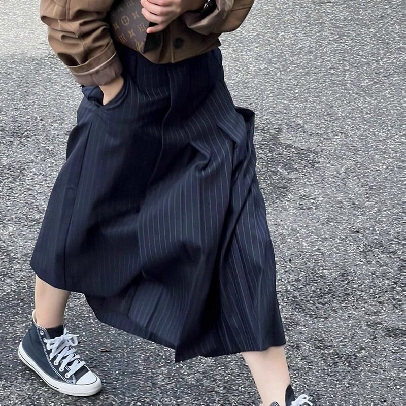 college style striped skirt W00086