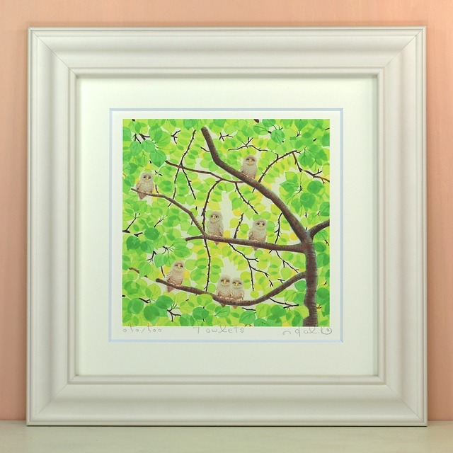 栗乃木ハルミ「7owlets」 cタイプ　　　　　　　　　　　　　　　　　　　絵画・ 額入りアート