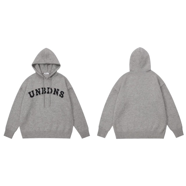 hooded logo knit　フード付きロゴニット　J0276