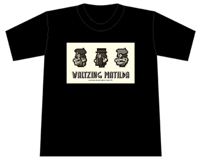 デザインTシャツ 『WALTZING MATILDA』 - ブラック （送料込