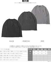 ◆クロス刺繍 ピグメント ヘンリーネック ワッフル ロンT◆wi-981022