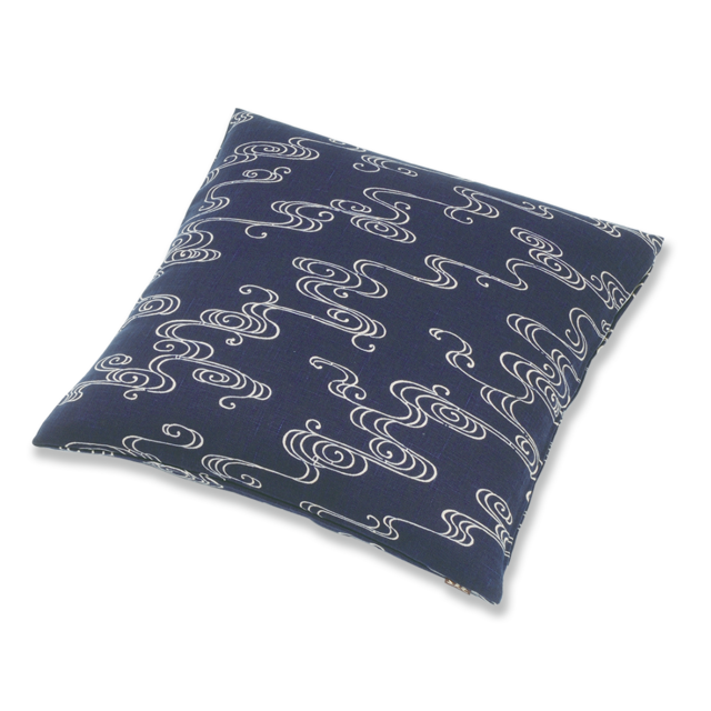 柄おぼろ　小座布団（カバーのみ）　観世水　BB（紺）45×45