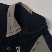 Santa Fe サンタフェ 藍染 デザイン 長袖シャツ 4/濃紺 ネイビー メンズ