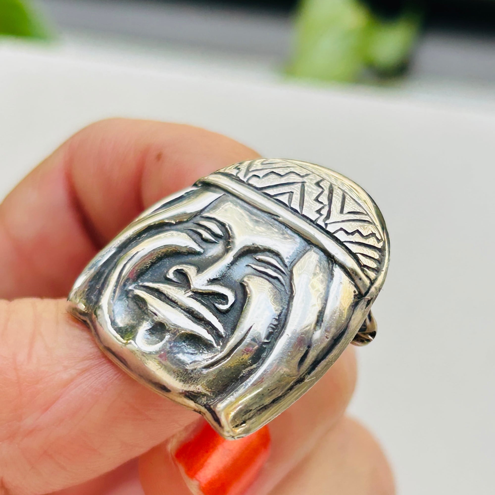 チロルヴィンテージ スネークモチーフ ブローチ シルバー シルバー925 Tribal FACEブローチ | Milo Antiques & Vintage