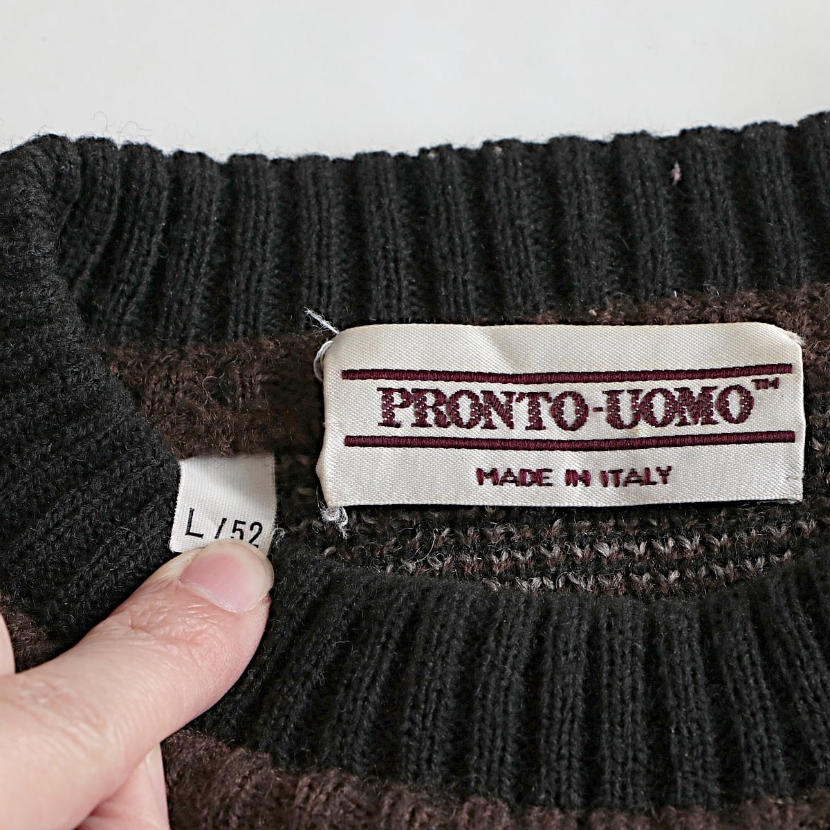 PRONTO-UOMO Italy製 総柄 スイッチング デザイン ウール アクリル ...