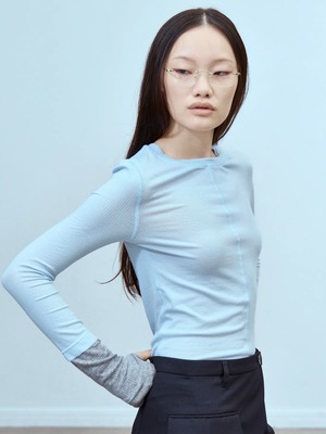 【26AW】THINGS THAT MATTER シングスザットマター / トップス / TWO-TONE SHEER RIBBED TOPS　0586TM0681P