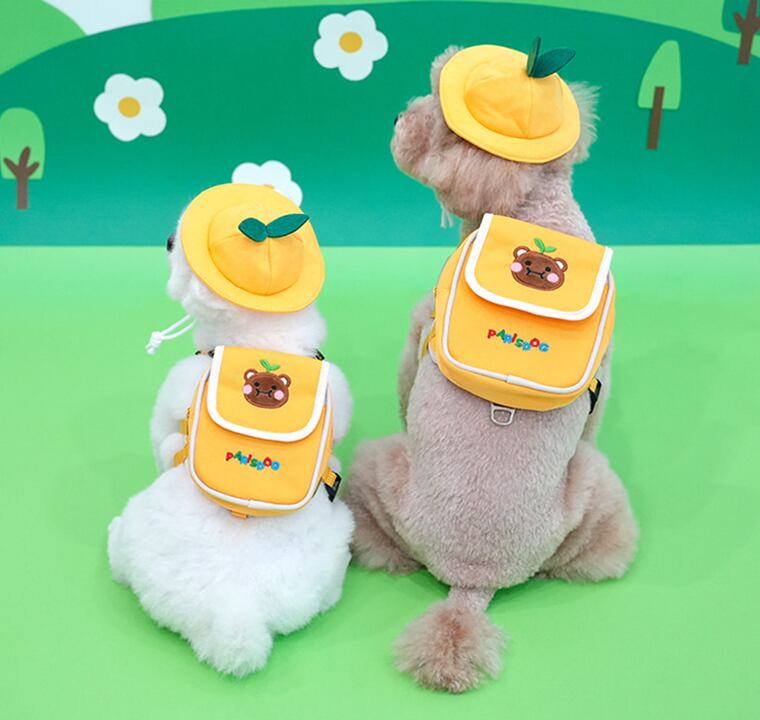 kindergarden backpack harness set / 犬 犬用 ハーネス バッグ 帽子